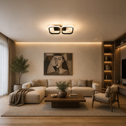 Lustra LED VERTEX 21W, 2 Patrate, Liniara, lumina Rece/Calda/Neutra, Neagra