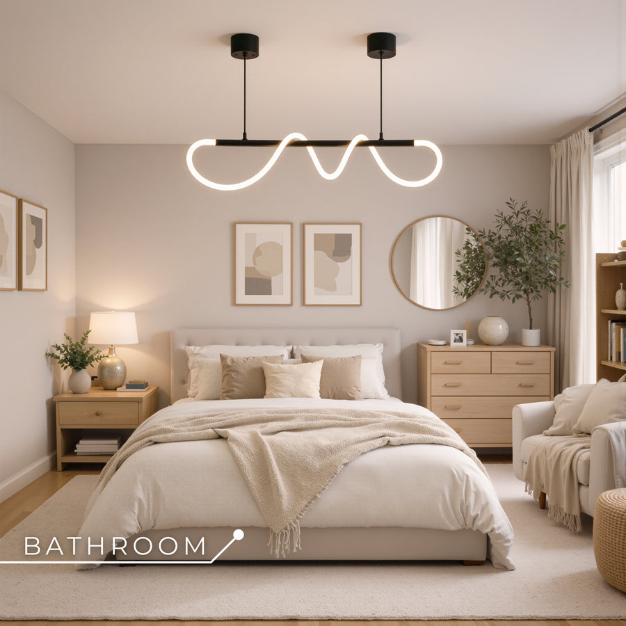 Lustra LED DIVINO cu Tub Silicon Flexibil – 24W, Lumina Reglabila, Negru Mat