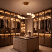 Lustră Suspendată LED Acril Nova 57W cu Telecomandă, Dimabilă, 3000K/4000K/6000K, Auriu, Metal și Acril