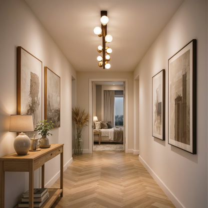 Lustră Suspendată LED Acril Aurion 29W cu Telecomandă, Dimabilă, Negru Auriu, Metal și Acril