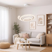 Lustra LED cu Telecomanda  LT188WH, Cristal si Metal, 40W, Dimabila, Inaltime Reglabila, Lumina Rece/Calda/Neutra, Iluminat Luxos