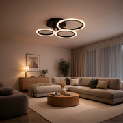 Lustra LED cu telecomanda BETTY 40W, 3 Cercuri, lumina Rece/Calda/Neutra, Dimabila, Negru