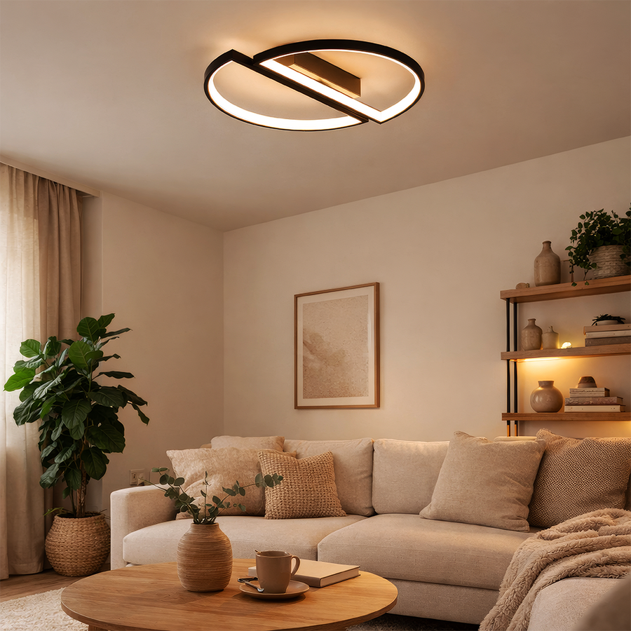 Lustra LED cu telecomanda VECTOR ARCUS 52W, 2 Elemente, lumina Rece/Calda/Neutra, Dimabila, Negru