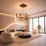 Lustra LED cu telecomanda ,Suspendata 96W, 4 Elemente, lumina Rece/Calda/Neutra, Dimabila, Inaltime Reglabila, Negru