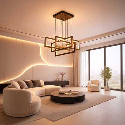 Lustra LED cu telecomanda ,Suspendata 96W, 4 Elemente, lumina Rece/Calda/Neutra, Dimabila, Inaltime Reglabila, Negru