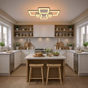 Lustra LED cu telecomanda ELLA 119W, 6 Patrate, lumina Rece/Calda/Neutra, Dimabila, Alb