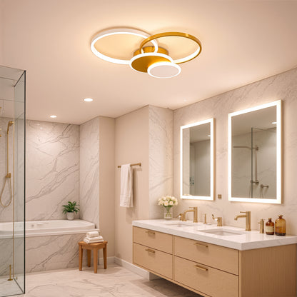 Lustra LED cu telecomanda KILLIAN 80W, 4 Cercuri, lumina Rece/Calda/Neutra, Dimabila, Auriu