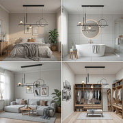 Lustra LED suspendata cu telecomanda DAMARA 44W, lumina Rece/Calda/Neutra, Dimabila, Negru, Inaltime Reglabila