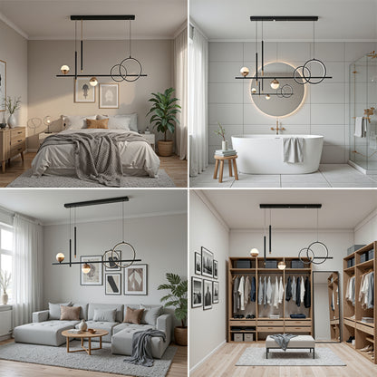 Lustra LED suspendata cu telecomanda DAMARA 44W, lumina Rece/Calda/Neutra, Dimabila, Negru, Inaltime Reglabila