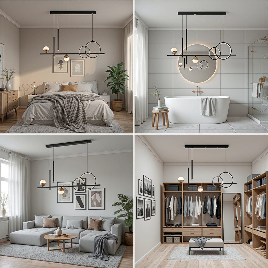 Lustra LED suspendata cu telecomanda DAMARA 44W, lumina Rece/Calda/Neutra, Dimabila, Negru, Inaltime Reglabila