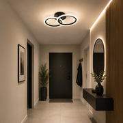 Lustra LED cu telecomanda BETTY 27W, 2 Cercuri, lumina Rece/Calda/Neutra, Dimabila, Negru