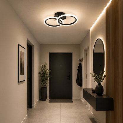 Lustra LED cu telecomanda BETTY 27W, 2 Cercuri, lumina Rece/Calda/Neutra, Dimabila, Negru