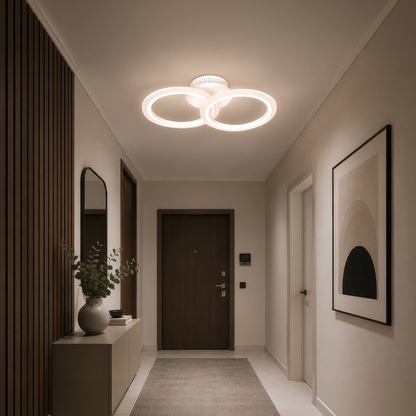 Lustra LED cu telecomanda BETTY 27W, 2 Cercuri, lumina Rece/Calda/Neutra, Dimabila, Alb