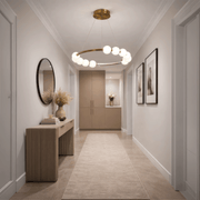 Lustră Suspendată LED Acril Nova 57W cu Telecomandă, Dimabilă, 3000K/4000K/6000K, Auriu, Metal și Acril