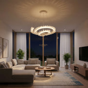 Lustra LED cu Telecomanda  LT188WH, Cristal si Metal, 40W, Dimabila, Inaltime Reglabila, Lumina Rece/Calda/Neutra, Iluminat Luxos