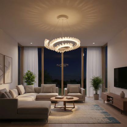 Lustra LED cu Telecomanda  LT188WH, Cristal si Metal, 40W, Dimabila, Inaltime Reglabila, Lumina Rece/Calda/Neutra, Iluminat Luxos