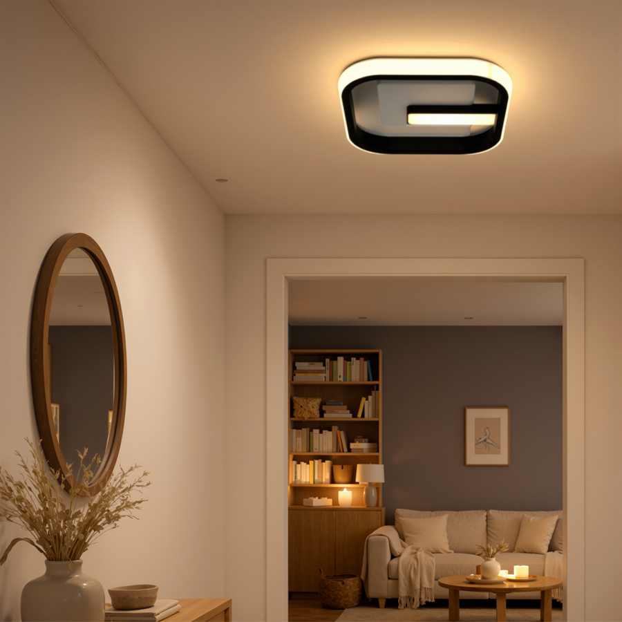 Lustra LED VICTORIA 19W, Patrata, lumina Rece/Calda/Neutra, Negru, Alb