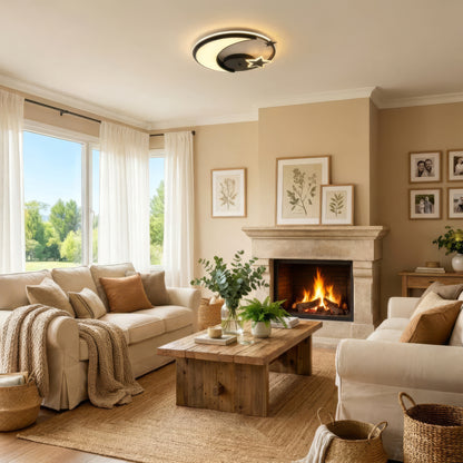 Lustra LED cu telecomanda ALYONA 44W, Luna si Stea, lumina Rece/Calda/Neutra, Dimabila, Negru