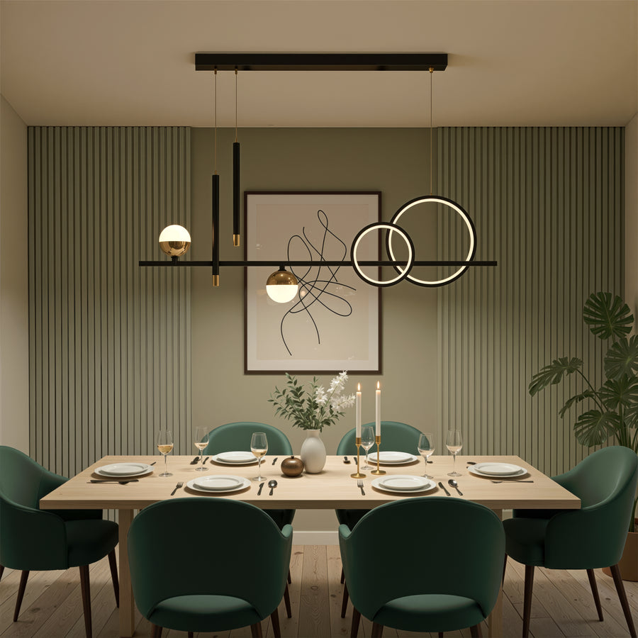 Lustra LED suspendata cu telecomanda DAMARA 44W, lumina Rece/Calda/Neutra, Dimabila, Negru, Inaltime Reglabila