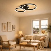 Lustra LED cu telecomanda RINOVA 66W, 2 Cercuri, lumina Rece/Calda/Neutra, Dimabila, Negru