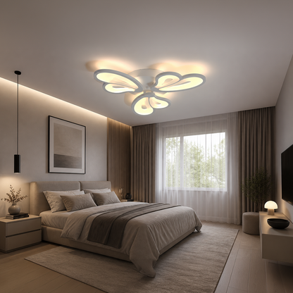 Lustra LED cu telecomanda BLOSSOM 40W, 3 Petale, lumina Rece/Calda/Neutra, Dimabila, Alb