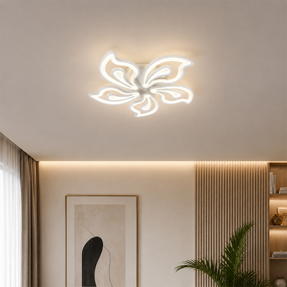 Lustra LED cu telecomanda LILY 86W, 5 Elemente, lumina Rece/Calda/Neutra, Dimabila, Alb