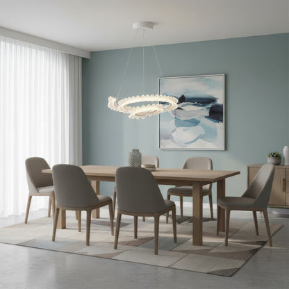 Lustra LED cu Telecomanda  LT188WH, Cristal si Metal, 40W, Dimabila, Inaltime Reglabila, Lumina Rece/Calda/Neutra, Iluminat Luxos