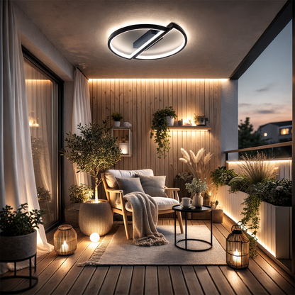 Lustra LED cu telecomanda VECTOR ARCUS 52W, 2 Elemente, lumina Rece/Calda/Neutra, Dimabila, Negru