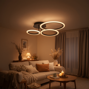 Lustra LED cu telecomanda BETTY 40W, 3 Cercuri, lumina Rece/Calda/Neutra, Dimabila, Negru