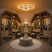 Lustra LED cu telecomanda ELLA 119W, 6 Patrate, lumina Rece/Calda/Neutra, Dimabila, Alb