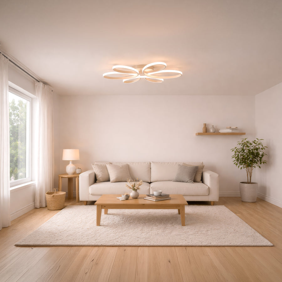 Lustra LED cu telecomanda ELIZA, 63W, lumina Rece/Calda/Neutra, Dimabila, Alb