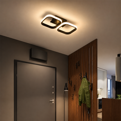 Lustra LED VERTEX 21W, 2 Patrate, Liniara, lumina Rece/Calda/Neutra, Neagra