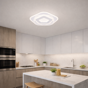 Lustra LED cu Telecomanda PENTAGON 59W, 40cm, Lumina Rece/Calda/Neutra 3000K/4000K/6000K, Alb, Metal si Acril