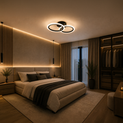 Lustra LED cu telecomanda BETTY 27W, 2 Cercuri, lumina Rece/Calda/Neutra, Dimabila, Negru