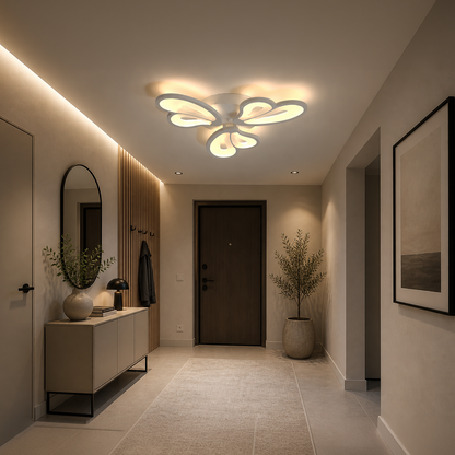 Lustra LED cu telecomanda BLOSSOM 40W, 3 Petale, lumina Rece/Calda/Neutra, Dimabila, Alb