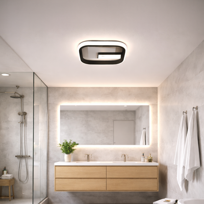 Lustra LED VICTORIA 19W, Patrata, lumina Rece/Calda/Neutra, Negru, Alb