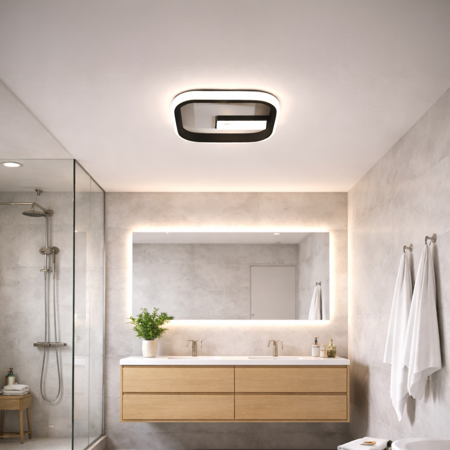 Lustra LED VICTORIA 19W, Patrata, lumina Rece/Calda/Neutra, Negru, Alb