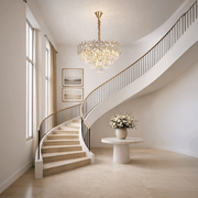 Candelabru Cristal WINDSOR Eleganza 8x E14, Diametru 39cm, Auriu Lucios, Inaltime Reglabila, Metal si Cristal