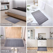 Covorase de Baie, 80x50 cm / 50x40 cm, Gri, Antiderapant, Absorbant, Set 2 bucati