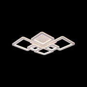 Lustra LED cu telecomanda si cristal QUADRIS RGB 175W, 6 Patrate, Lumina Rece/Calda/Neutra, Dimabila, Alb