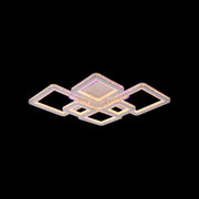 Lustra LED cu telecomanda si cristal QUADRIS RGB 175W, 6 Patrate, Lumina Rece/Calda/Neutra, Dimabila, Alb