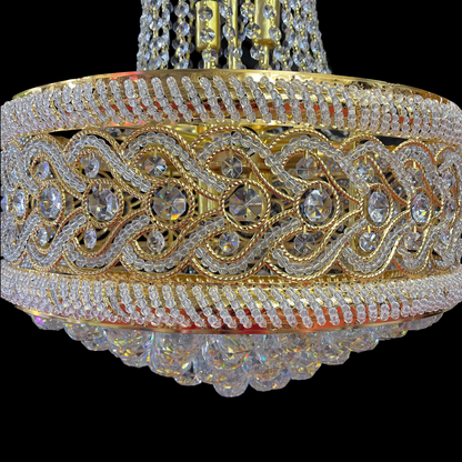 Candelabru Cristal CC718/400, 11x E14, Diametru 40cm, Auriu Lucios