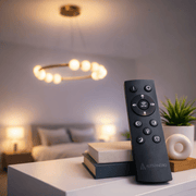 Lustră Suspendată LED Acril Nova 57W cu Telecomandă, Dimabilă, 3000K/4000K/6000K, Auriu, Metal și Acril