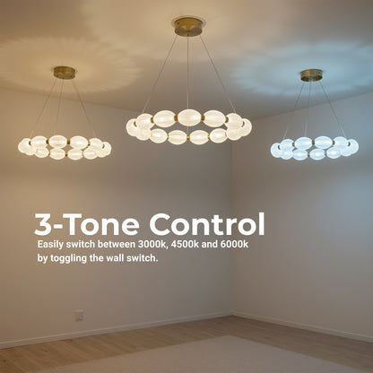 Lustra LED suspendata  FAUSTO II, 42W, lumina Rece/Calda/Neutra, Inaltime Reglabila, Auriu