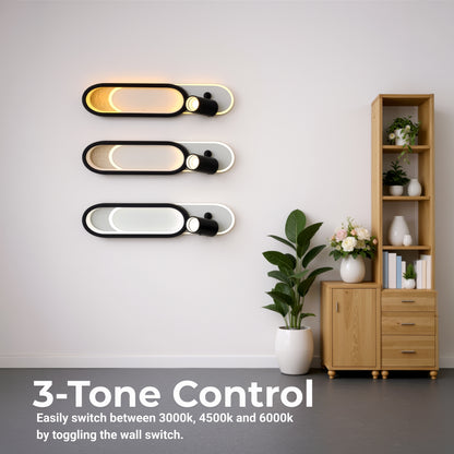 Lustra LED cu Proiector Reglabil FISSO Camilla 49W, lumina 3000/4000/6000k, Negru