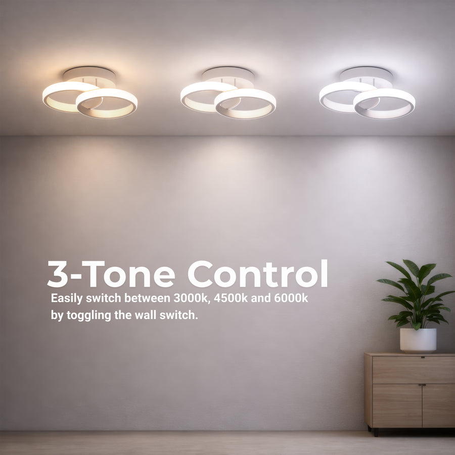 Lustra LED VERTEX CIRCULA 21W, 2 Cercuri, Rame Metalice, lumina Rece/Calda/Neutra, Alb