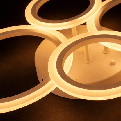 Lustra LED cu telecomanda  BETTY 43W, 4 Cercuri, lumina Rece/Calda/Neutra, Dimabila, Alb