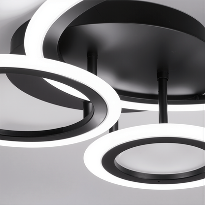 Lustra LED cu telecomanda BETTY 40W, 3 Cercuri, lumina Rece/Calda/Neutra, Dimabila, Negru