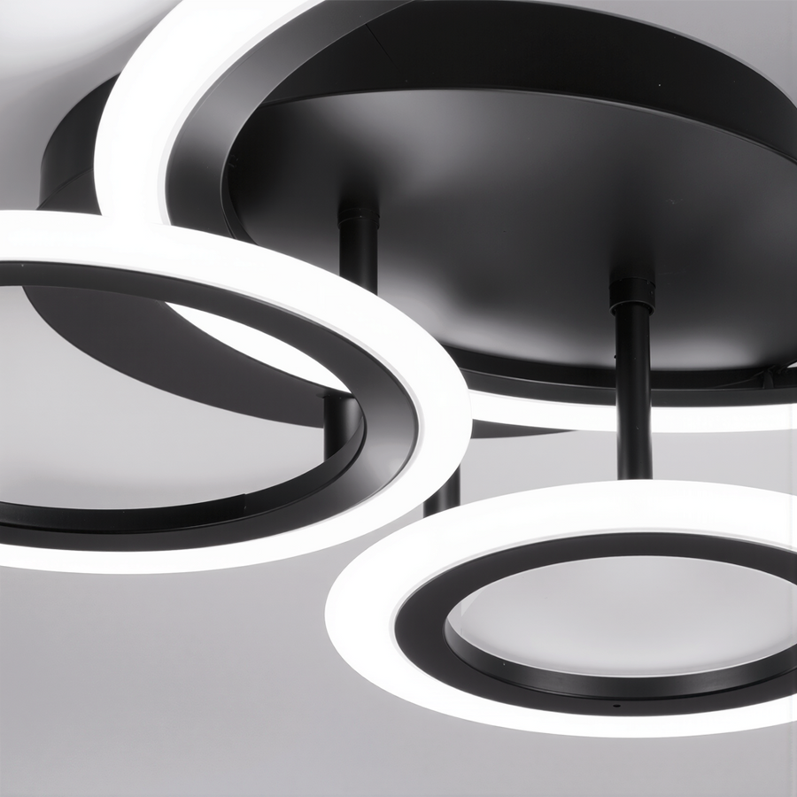 Lustra LED cu telecomanda BETTY 40W, 3 Cercuri, lumina Rece/Calda/Neutra, Dimabila, Negru