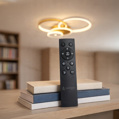 Lustra LED cu telecomanda KILLIAN 80W, 4 Cercuri, lumina Rece/Calda/Neutra, Dimabila, Auriu